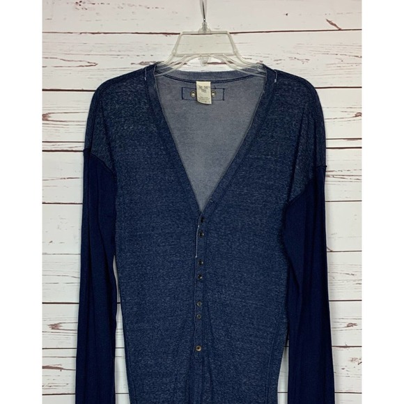 Free People We The Free Women's M Medium Navy Button Long Sleeve Cute Top Shirt - Picture 4 of 12